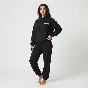 Conjunto Deportivo Personalizado para Mujer, Corte Holgado, Sudadera con Hombros Caídos, Pantalones Deportivos, Ropa Casual Moderna, Logotipo Personalizado - Product Image 3