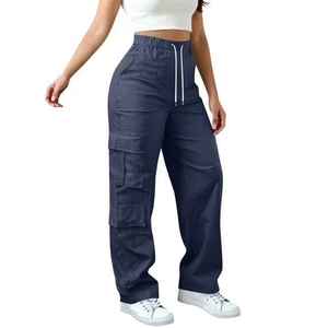 Nouveauté Printemps-Été : Pantalon Cargo Femme Taille Haute Coupe Droite Ample Multi-Poches Décontracté – Pantalon Tendance pour Femme - Product Image 3