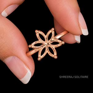 En gros, monture de bague de fiançailles semi-montée florale pour diamant rond de 1 à 5 carats, personnalisable, en or 14K 18K ou platine, bijoux - Product Image 3