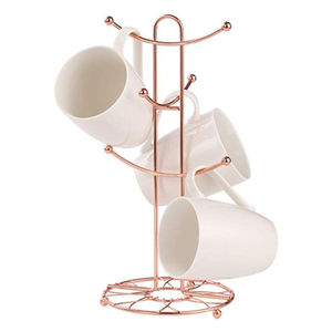 Elegante Soporte para Tazas de Metal Dorado con 6 Ganchos, Organizador de Cocina Moderno para Encimera y Estante de Exhibición para Tazas de Café y Té - Product Image 5