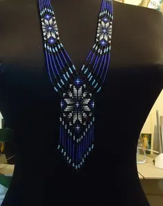 สร้อยคอประดับลูกปัดสไตล์ชาติพันธุ์ที่กำลังเป็นที่นิยม ลายแบบยูเครนดั้งเดิมในสีพื้นเมืองยูเครน  เครื่องประดับลูกปัดเม็ดเล็ก - Product Image 5