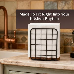 Napkin Holder for Table Farmhouse Wood Napkins Holder with Rustic Brown Base Standing Napkin Dispenser for Kitchen Countertop - Product Image 4