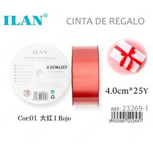 Nastro regalo Ilan 4,0 cm x 25 iarde colore rosso per confezionare regali - Product Image 1
