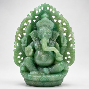 Statue de Ganesha en jade australien sculptée à la main, jade vert naturel, idole du dieu hindou, grande décoration spirituelle pour la maison - Product Image 1