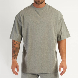 Men's Oversized Gray Cotton T-Shirt Loose Fit Casual Short Sleeve Solid Color Plus Size Summer Wear - Product Image 1