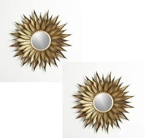 Espejo metálico con textura de hoja, hermoso y radiante, que inspira confianza en uno mismo y poza. - Product Image 5