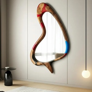 Artisan Blend Resin Inlay Wooden Wall Mirror Premium Decorative Frame for Modern Home Interiors and Hotel Styling - Product Image 4