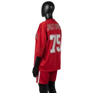 Ensemble short et maillot de football pour femmes, tissu sportif en polyester de qualité supérieure, panneaux en maille 180 GSM, logo personnalisé, ensembles pour femmes rouges, 100% coton - Product Image 5