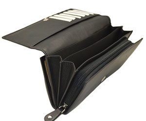 Genuine Leather <b>Long</b> <b>Wallet</b> Unisex Zipper Closure Minimalist Design Large Capacity Daily Use - Product Image 4