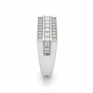 925 Sterling Silver <b>Mens</b> Diamond Three Row Channel Set <b>Ring</b> High Polish Finish Bold Modern Wedding Band Party Daily Wear Gift fo - Product Image 3