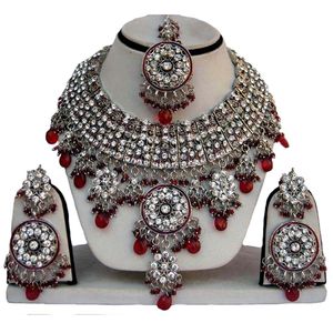 Silver Plated Crystal Rhinestone Necklace <b>Earrings</b> Set Women Ethnic Wedding Jewelry Alloy Fashion Jewelry Sets - Product Image 2
