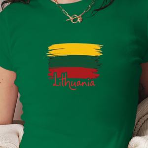 Camiseta corta de moda para mujer con bandera lituana - Product Image 3