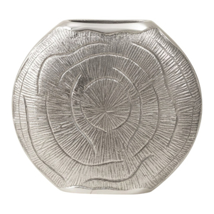 Fournisseurs en gros de vases à fleurs modernes texturés ronds en aluminium argenté faits à la main pour la décoration du salon, de la salle à manger et du bureau en vente - Product Image 4