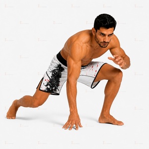 กางเกงชก MMA น้ำหนักเบา 180 GSM โพลีเอสเตอร์ผสมสแปนเด็กซ์ แห้งเร็ว ไซส์ใหญ่ ยืดหยุ่น ระบายอากาศดี เหมาะสำหรับฝึกซ้อม ต่อสู้ มวยไทย - Product Image 2