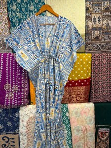 Cotton Casual <b>Kaftan</b> Maxi Dress with Feathers Eco-Friendly Natural Waistline <b>Plus</b> <b>Size</b> for Women - Product Image 4