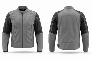 Veste de moto en cuir élégante et protectrice avec épaulettes rembourrées et manches zippées, veste de moto de sécurité intégrale - Product Image 3