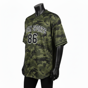 Camiseta 100% algodón para hombre, corte holgado, estampada, estilo jersey de béisbol, tela de malla de poliéster transpirable, GSM, logotipo personalizado con transferencia térmica. - Product Image 4