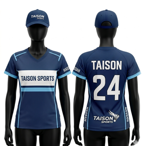 เสื้อกรรมการผู้หญิง ระดับมืออาชีพ ผลิตจากโพลีเอสเตอร์ผสมสแปนเด็กซ์ เนื้อผ้านุ่ม ยืดหยุ่น ระบายอากาศได้ดี สีกรมท่า ดีไซน์แบบแผง  พร้อมสกรีนโลโก้ตามสั่ง - Product Image 1