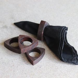 Anneaux de serviette en bois, porte-serviettes en bois, écologiques, durables, ronds et triangulaires, décoration de table pour mariage et fête - Product Image 1