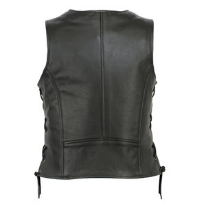 Gilet chauffant sans manches en cuir de vachette noir véritable OEM pour femme, grande taille, coupe-vent double, idéal pour la moto en hiver - Product Image 5