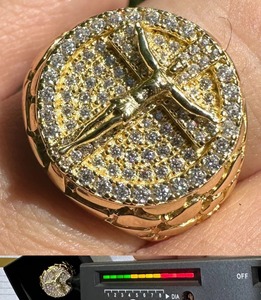Anillo de Cruz de Jesús con Incrustaciones de Diamantes para Hombre, Acabado en Oro de 14k, Plata de Ley 925, Moissanita, Joyería Hip Hop Brillante - Product Image 2