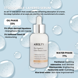 [UNI C Global] ABELTY Rice Squalane Glow Double Serum Coréen Végétalien Éclaircissant Squalane & Niacinamide Essence pour la Peau 50ml - Product Image 3