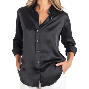 Luxury 100 Silk Shirt Women Long Sleeve Office <b>Blouse</b> Elegant Button Up Top Solid Color <b>Satin</b> <b>Blouse</b> Plus Size Female Clothing - Product Image 1