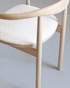 Silla de Comedor Nórdica Hecha a Mano de Madera de Teca Sólida, Silla con Brazos de Estilo Escandinavo Moderno, Asiento Tapizado, Color Personalizado, Muebles para el Hogar - Product Image 5