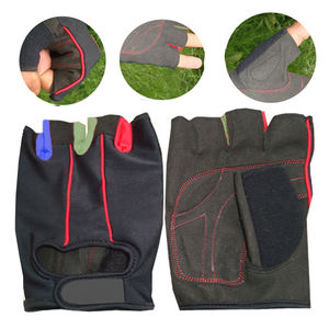 Navia Cycling <b>Gloves</b> for Adults Summer Half Finger Synthetic Leather Customized High Quality <b>Black</b> and Red - Product Image 4