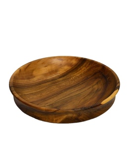 Tazón Redondo de Madera para Servir, Acabado Natural, Plato de Madera Maciza para Uso en la Cocina, Mesa de Comedor - Product Image 3