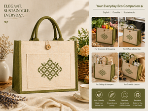 Dual Color Laminated Jute Tote <b>Bag</b> Eco Friendly Reusable Shopping <b>Bag</b> Custom Logo Printed Promotional <b>Gift</b> <b>Bag</b> with Front Pocket - Product Image 6