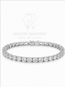 Classic diamond tennis <b>bracelet</b> in 18K <b>white</b> gold continuous row of round brilliant cut diamonds timeless luxury fine jewelry - Product Image 2