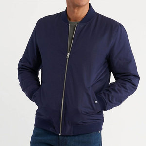 Blouson Bomber Bleu Marine pour Homme, Col Montant, Fermeture Éclair, Vêtement d'Extérieur Décontracté en Polyester, Coupe Classique pour l'Automne - Product Image 5