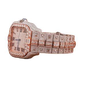 Montre de luxe de haute qualité, classique, baguette, diamant moissanite, certifiée D VVS, bracelet en acier inoxydable, 20 mm de large, 30 m - Product Image 1