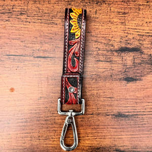 Porte-clés en cuir véritable taillé à la main tournesol petit bracelet Porte-clés en cuir véritable de style occidental Porte-clés en cuir de vachette personnalisé pour femmes - Product Image 3
