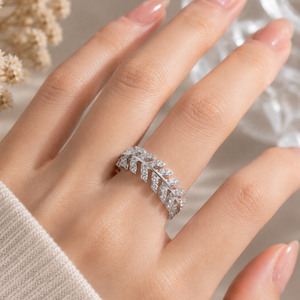 Olive Leaf Leaf-shaped Multi-row Rose Gold <b>Fine</b> <b>Rings</b> for Women - Product Image 5