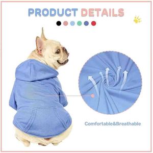 Solid Color Dog Hoodies Sweatshirts Small Medium Large Dogs Custom Hoodie Fleece 100% Cotton Light Blue Puppy Windproof - Product Image 2