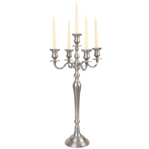 Wholesale Elegant 5-Arm Silver Metal <b>Candelabra</b> Candle Holder Centerpiece For Home Decoration Aluminum/Brass Polished Finish - Product Image 6