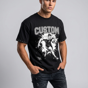 Glory Custom Black T Shirt With <b>White</b> Graphic Print New Trendy Style Short Sleeves T Shirt For Unisex Street Wear Look - Product Image 5