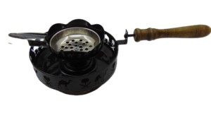 Quemador de incienso Bakhoor de metal plateado pulido, esmaltado, tradicional, antiguo, decoración religiosa para el hogar, soporte de madera para Dhoop - Product Image 6