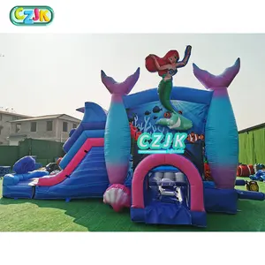 वाणिज्यिक inflatable लड़की उछाल हाउस बाउंसर मत्स्यांगना थीम बच्चों के लिए बाउंसी कैसल फंगल