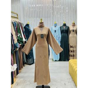 High Quality Modest Dubai Beaded Sequined <b>Long</b> Sleeve Abaya Muslim Traditional Handmade Wedding Women Polyester Breathable VNeck - Product Image 2