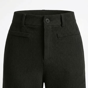 Pantalones de pana de cintura alta y pierna ancha para mujer, de corte holgado y recto, estilo vintage, acanalados, casuales, tipo cargo, al por mayor - Product Image 5