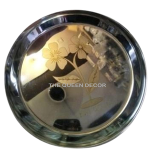 Elegante Vajilla Plateada y Recubierta, Bandeja de Comedor Dorada Premium Hecha a Mano, Elegante Plato de Servicio Hecho a Mano Disponible - Product Image 3