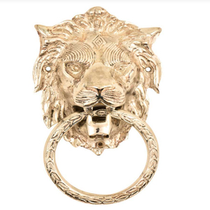 Timbre de puerta artesanal de latón con cabeza de león, herrajes para timbre de puerta - Product Image 1