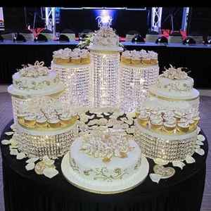 Juego de Soportes de Cristal de Lujo para Tartas, Base Redonda Dorada para Exhibición de Postres, Soporte para Cupcakes de Boda, Estilo Candelabro, Decoración para Mesa de Fiesta - Product Image 1