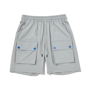 Pantalones Cortos Cargo de Color Sólido para Hombre, Cintura Elástica, con Bolsillos, Secado Rápido, Tela Oxford, Estilo Casual, Cierre con Cordón - Product Image 1