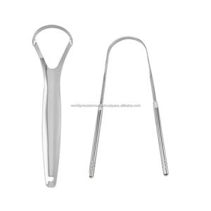 WORLD PRECISION SURGICAL Nettoyant et gratte-langue en acier inoxydable, lot de 2 (forme en U et forme cuillère) pour une haleine fraîche - Product Image 1
