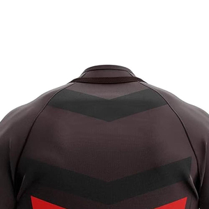 Maillot de football géométrique noir et rouge pour homme, manches courtes, col rond, anti-humidité, ajusté, en polyester, vêtement de sport - Product Image 5
