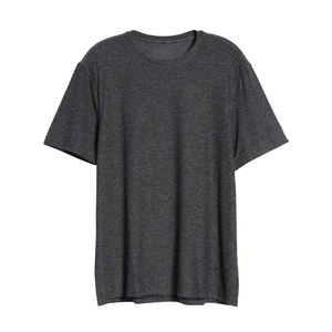 T-shirt homme bleu marine à col rond, manches courtes, coupe classique, couleur unie, tricoté, design uni. - Product Image 2